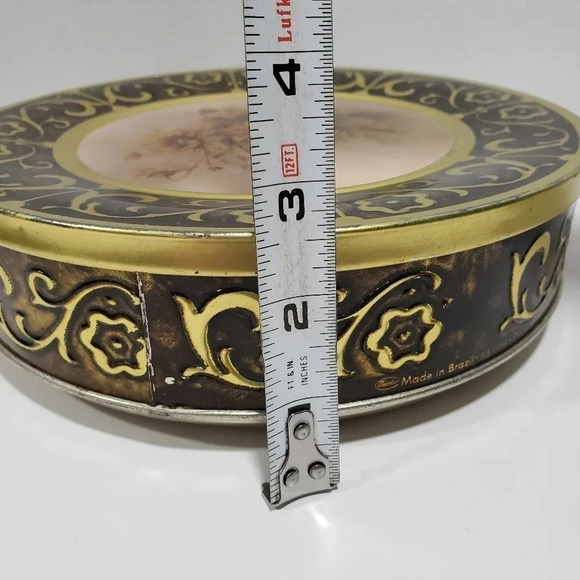Vintage Round Green  Brown/Gold Sunflower Meister Cookie/Candy Tin. - Picture 7 of 7